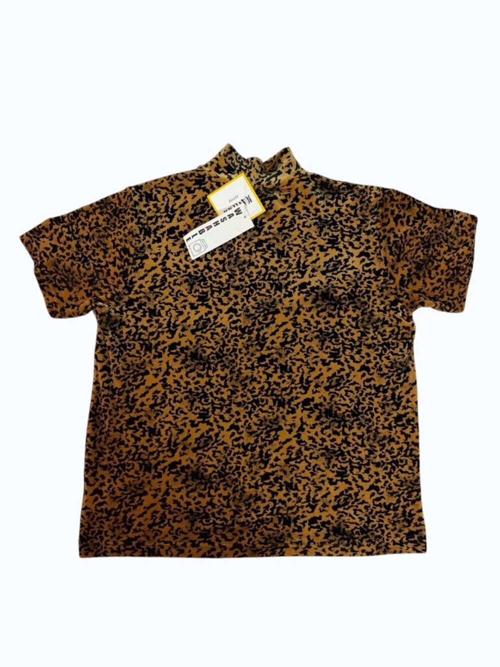 Joan Leslie Petite Leopard Print Mock Neck Blouse NWT Size L.